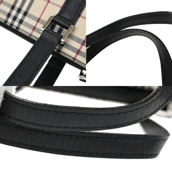 BURBERRY Logo Nova Check Shoulder Tote Bag Canvas Leather Beige Black 83RL399 - Picture 8 of 16